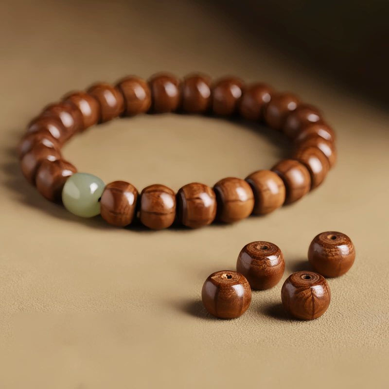 Natural Abelia Wood Hetian Jade Evil Spirits Warding Bracelet Natural Abelia Wood Hetian Jade Evil Spirits Warding Bracelet