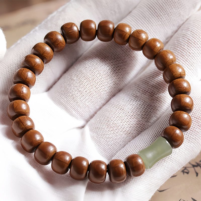 Natural Abelia Wood Hetian Jade Evil Spirits Warding Bracelet Natural Abelia Wood Hetian Jade Evil Spirits Warding Bracelet