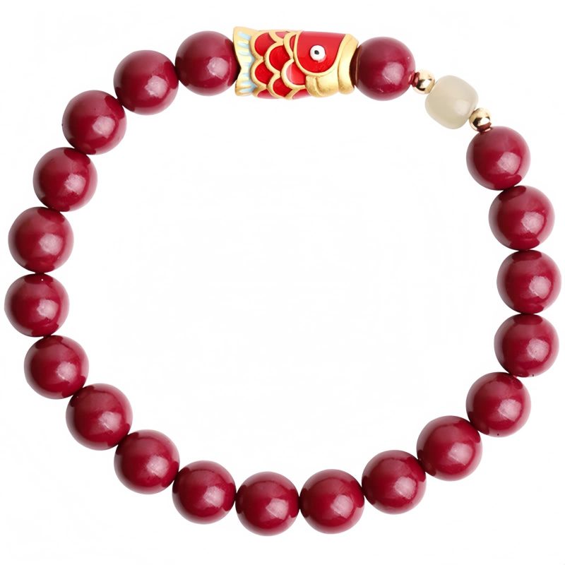Natural Cinnabar Koi Fish Blessing Bracelet Natural Cinnabar Koi Fish Blessing Bracelet