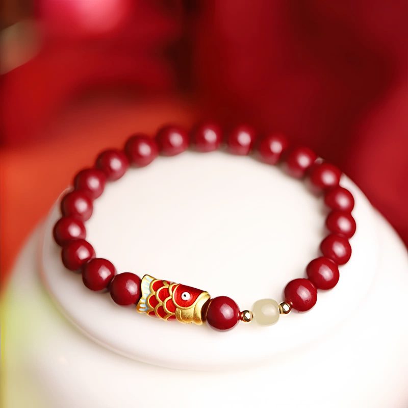 Natural Cinnabar Koi Fish Blessing Bracelet Natural Cinnabar Koi Fish Blessing Bracelet