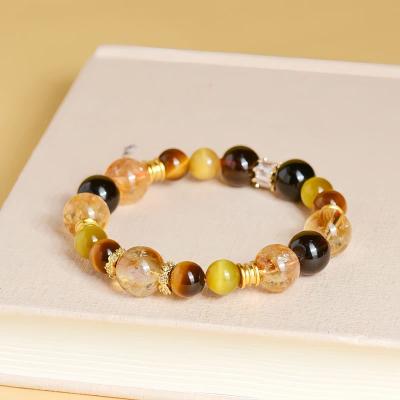 Natural Citrine Smoky Quartz Tiger Eye Duobao Prosperity Flow Bracelet Natural Citrine Smoky Quartz Tiger Eye Duobao Prosperity Flow Bracelet