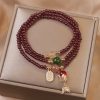 Natural Garnet Quartz Koi Fish Triple Wrap Bracelet Natural Garnet Quartz Koi Fish Triple Wrap Bracelet