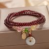 Natural Garnet Quartz Koi Fish Triple Wrap Bracelet Natural Garnet Quartz Koi Fish Triple Wrap Bracelet