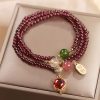 Natural Garnet Quartz Koi Fish Triple Wrap Bracelet Natural Garnet Quartz Koi Fish Triple Wrap Bracelet