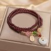 Natural Garnet Quartz Koi Fish Triple Wrap Bracelet Natural Garnet Quartz Koi Fish Triple Wrap Bracelet
