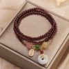 Natural Garnet Quartz Koi Fish Triple Wrap Bracelet Natural Garnet Quartz Koi Fish Triple Wrap Bracelet