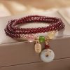 Natural Garnet Quartz Koi Fish Triple Wrap Bracelet Natural Garnet Quartz Koi Fish Triple Wrap Bracelet