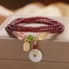 Natural Garnet Quartz Koi Fish Triple Wrap Bracelet Natural Garnet Quartz Koi Fish Triple Wrap Bracelet