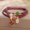 Natural Garnet Quartz Koi Fish Triple Wrap Bracelet Natural Garnet Quartz Koi Fish Triple Wrap Bracelet