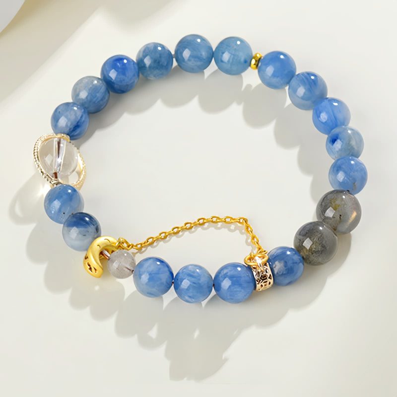 Natural Kyanite Crystal Crescent Moon Bracelet Natural Kyanite Crystal Crescent Moon Bracelet