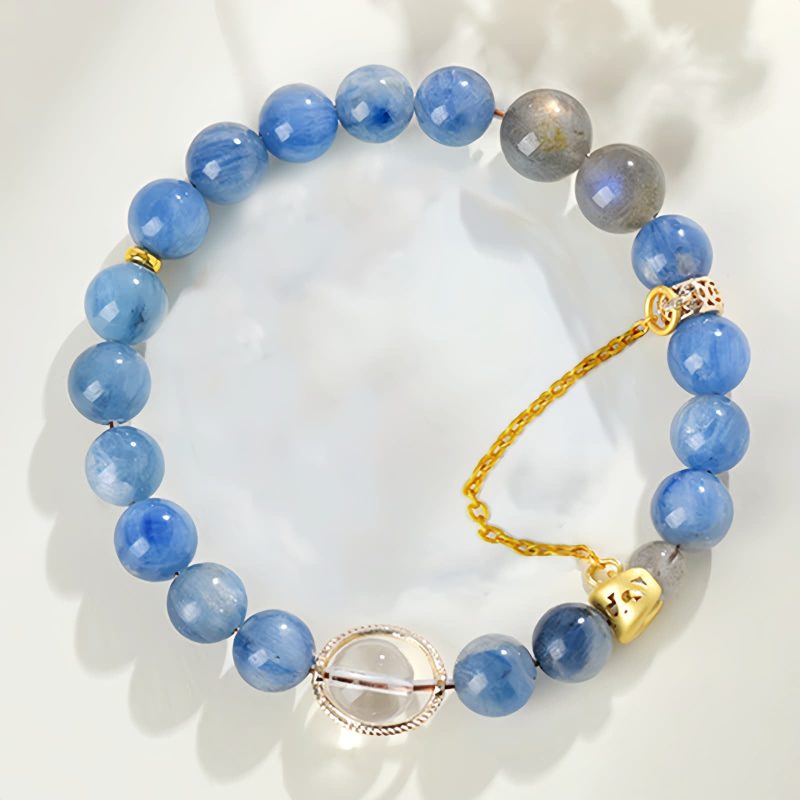 Natural Kyanite Crystal Crescent Moon Bracelet Natural Kyanite Crystal Crescent Moon Bracelet