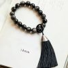 Natural Silver Sheen Obsidian Lion Wrist Mala Natural Silver Sheen Obsidian Lion Wrist Mala