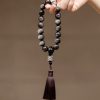 Natural Silver Sheen Obsidian Lion Wrist Mala Natural Silver Sheen Obsidian Lion Wrist Mala