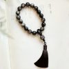 Natural Silver Sheen Obsidian Lion Wrist Mala Natural Silver Sheen Obsidian Lion Wrist Mala