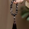 Natural Silver Sheen Obsidian Lion Wrist Mala Natural Silver Sheen Obsidian Lion Wrist Mala