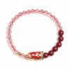 Natürliches Erdbeerquarz & Zinnober Koi-Fisch Armband Natural Strawberry Quartz Cinnabar Koi Fish Bracelet