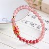 Natürliches Erdbeerquarz & Zinnober Koi-Fisch Armband Natural Strawberry Quartz Cinnabar Koi Fish Bracelet