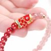 Natürliches Erdbeerquarz & Zinnober Koi-Fisch Armband Natural Strawberry Quartz Cinnabar Koi Fish Bracelet