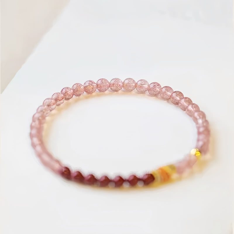 Natürliches Erdbeerquarz & Zinnober Koi-Fisch Armband Natural Strawberry Quartz Cinnabar Koi Fish Bracelet