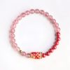 Natürliches Erdbeerquarz & Zinnober Koi-Fisch Armband Natural Strawberry Quartz Cinnabar Koi Fish Bracelet
