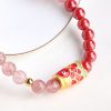 Natürliches Erdbeerquarz & Zinnober Koi-Fisch Armband Natural Strawberry Quartz Cinnabar Koi Fish Bracelet