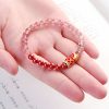 Natürliches Erdbeerquarz & Zinnober Koi-Fisch Armband Natural Strawberry Quartz Cinnabar Koi Fish Bracelet