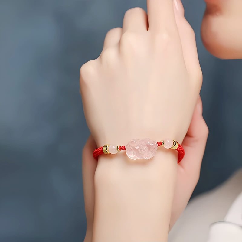 Pink Crystal Pixiu Wealth Protection Bracelet Pink Crystal Pixiu Wealth Protection Bracelet