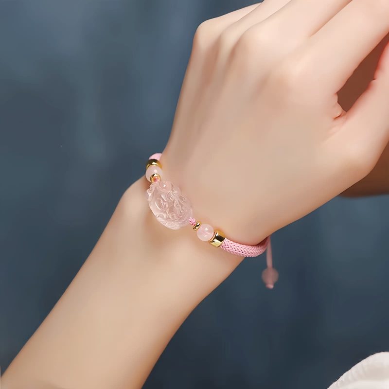 Pink Crystal Pixiu Wealth Protection Bracelet Pink Crystal Pixiu Wealth Protection Bracelet