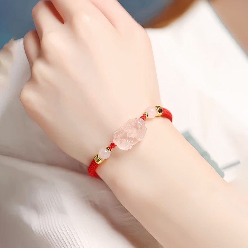 Pink Crystal Pixiu Wealth Protection Bracelet Pink Crystal Pixiu Wealth Protection Bracelet