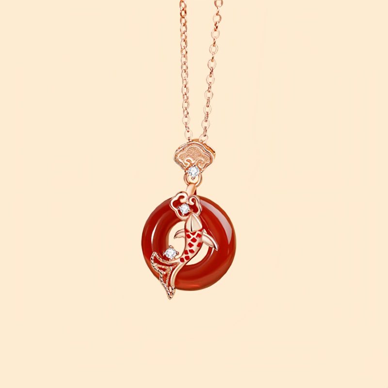 Red Agate Koi Fish Pendant Necklace Red Agate Koi Fish Pendant Necklace
