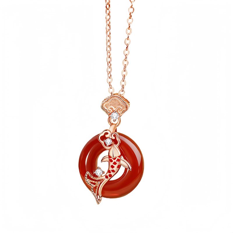 Red Agate Koi Fish Pendant Necklace Red Agate Koi Fish Pendant Necklace