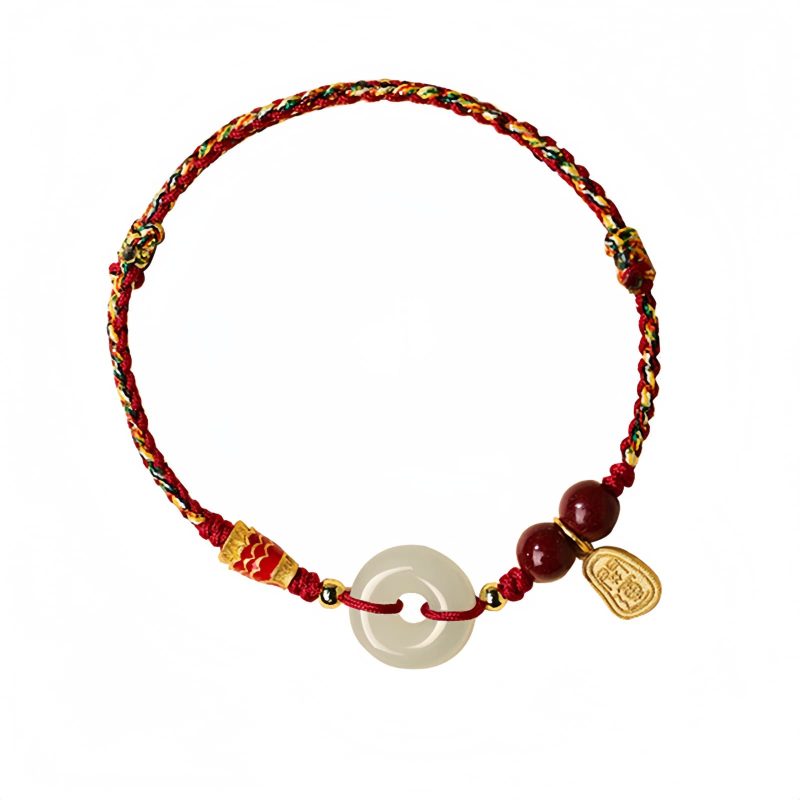 Sterling-Silber Armband mit Koi-Karpfen und Hetian-Jade Sterling Silver Koi Fish Jade Luck Bracelet