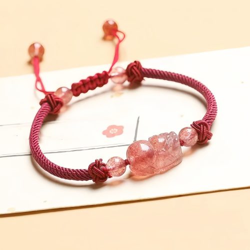 Strawberry Quartz PiXiu Protection Bracelet
