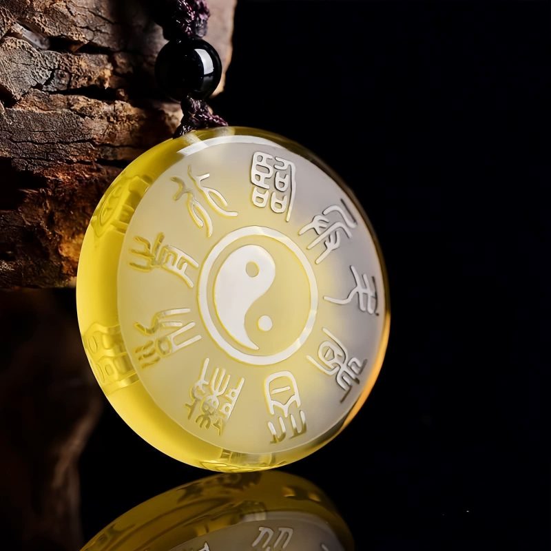 Taoist Five Sacred Mountains Yin Yang Liuli Crystal Pendant Taoist Five Sacred Mountains Yin Yang Liuli Crystal Pendant