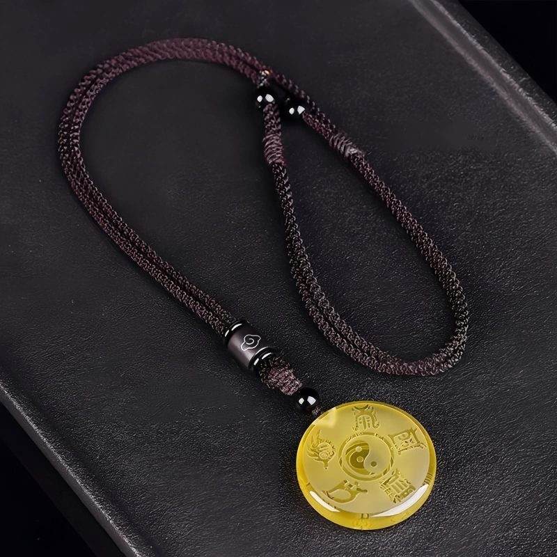 Taoist Five Sacred Mountains Yin Yang Liuli Crystal Pendant Taoist Five Sacred Mountains Yin Yang Liuli Crystal Pendant