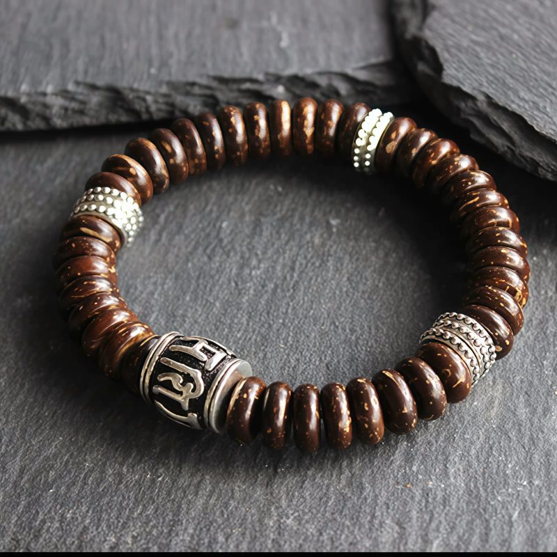 Tibetan Coconut Shell Om Mani Padme Hum Bracelet Tibetan Coconut Shell Om Mani Padme Hum Bracelet