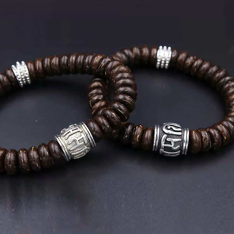 Tibetan Coconut Shell Om Mani Padme Hum Bracelet Tibetan Coconut Shell Om Mani Padme Hum Bracelet