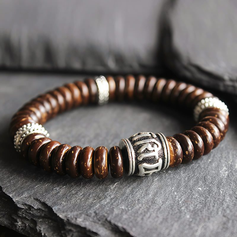 Tibetan Coconut Shell Om Mani Padme Hum Bracelet Tibetan Coconut Shell Om Mani Padme Hum Bracelet