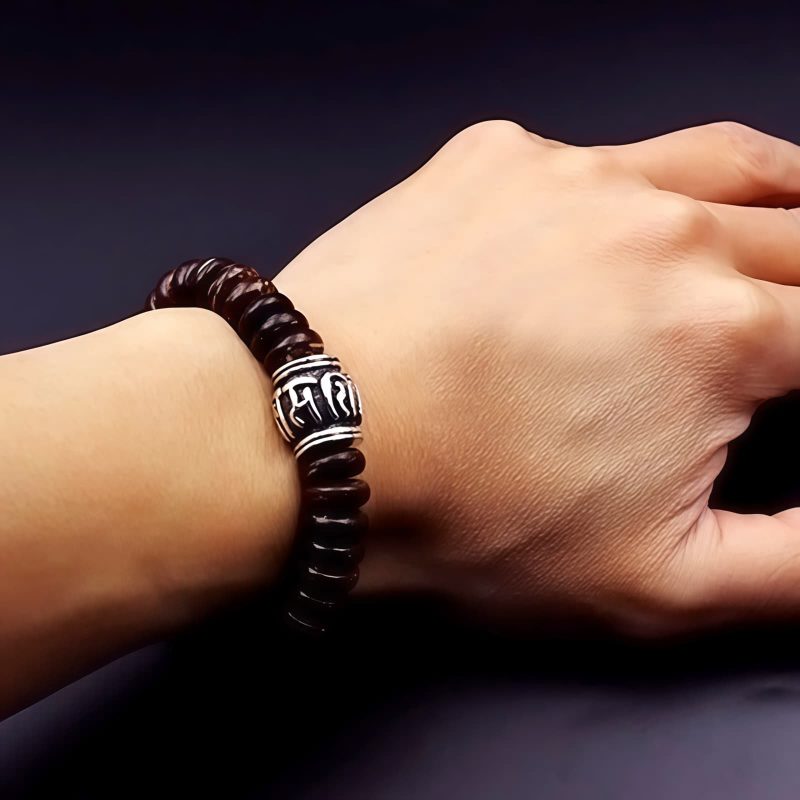 Tibetan Coconut Shell Om Mani Padme Hum Bracelet Tibetan Coconut Shell Om Mani Padme Hum Bracelet