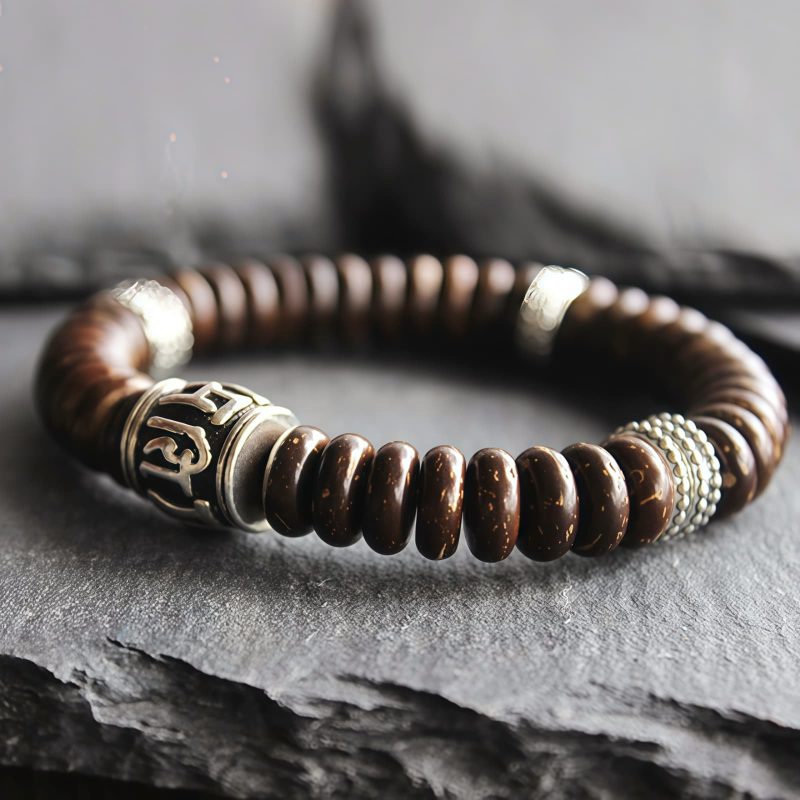 Tibetan Coconut Shell Om Mani Padme Hum Bracelet Tibetan Coconut Shell Om Mani Padme Hum Bracelet