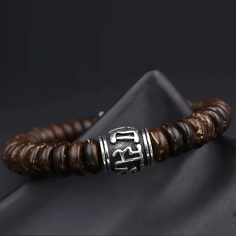 Tibetan Coconut Shell Om Mani Padme Hum Bracelet Tibetan Coconut Shell Om Mani Padme Hum Bracelet