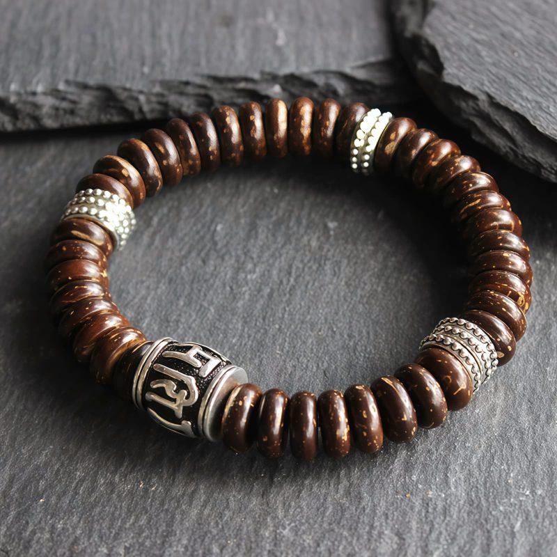 Tibetan Coconut Shell Om Mani Padme Hum Bracelet Tibetan Coconut Shell Om Mani Padme Hum Bracelet