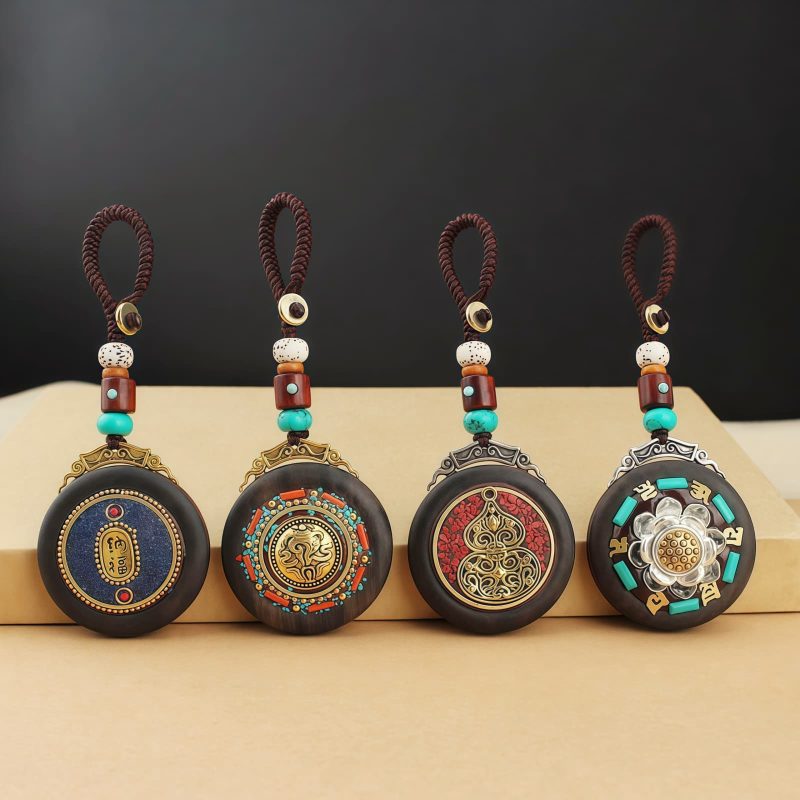 Tibetan Conch Om Mani Padme Hum Key Chain Tibetan Conch Om Mani Padme Hum Key Chain
