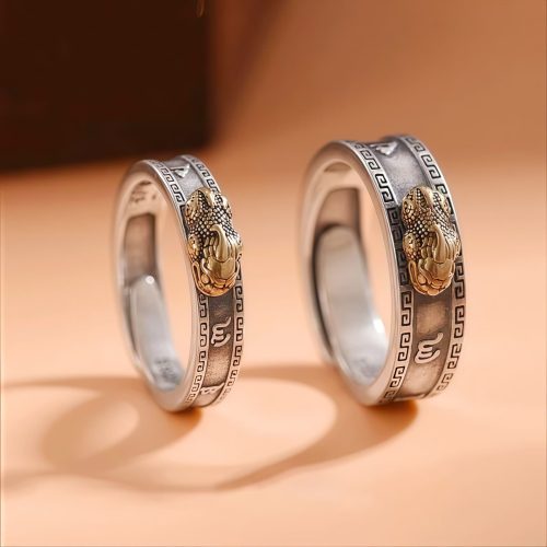Anel de Cobre Tibetano Om Mani Padme Hum para Casal Anel de Cobre Tibetano Om Mani Padme Hum para Casal