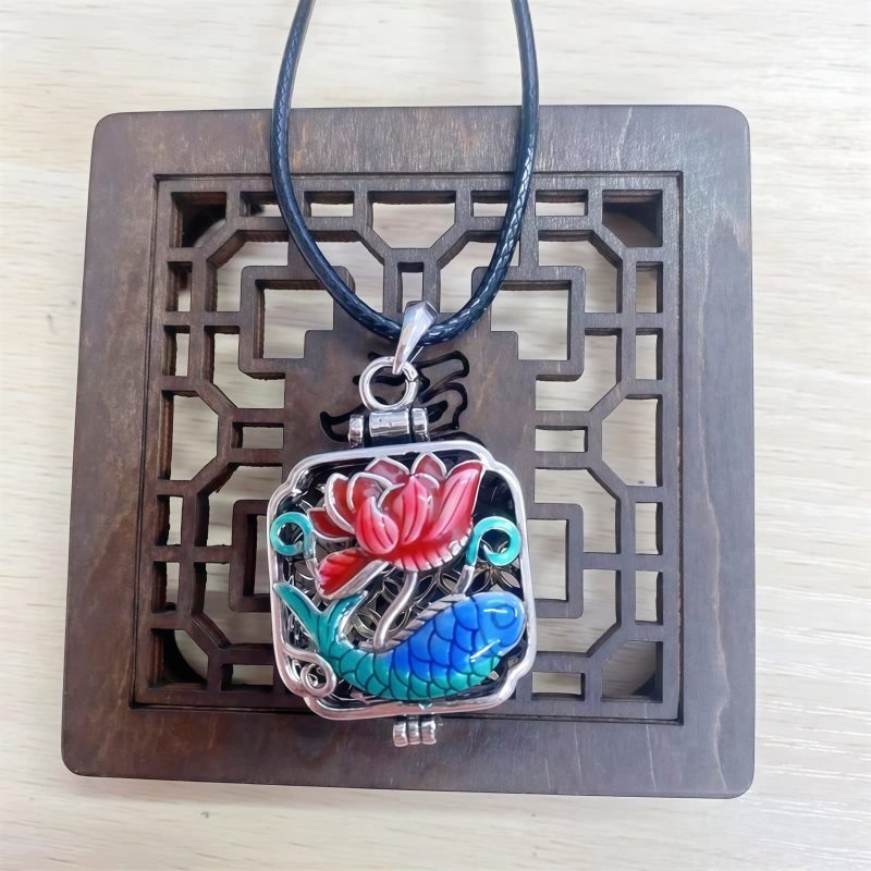 Tibetan Copper Koi Fish Lotus Luck Ghau Pendant Necklace Tibetan Copper Koi Fish Lotus Luck Ghau Pendant Necklace