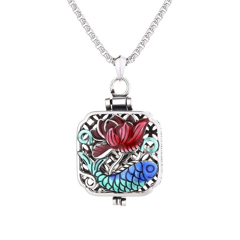 Tibetan Copper Koi Fish Lotus Luck Ghau Pendant Necklace Tibetan Copper Koi Fish Lotus Luck Ghau Pendant Necklace