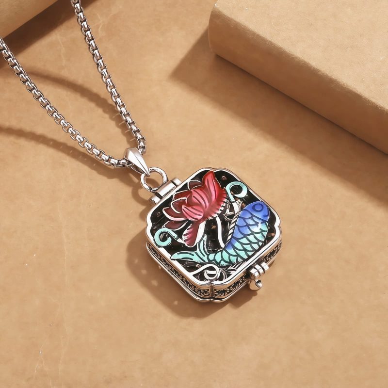 Tibetan Copper Koi Fish Lotus Luck Ghau Pendant Necklace Tibetan Copper Koi Fish Lotus Luck Ghau Pendant Necklace
