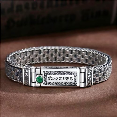 チベット純銅製 六字真言（オム・マニ・パドメ・フム）蓮花彫刻 プレミアムバックル ブレスレット