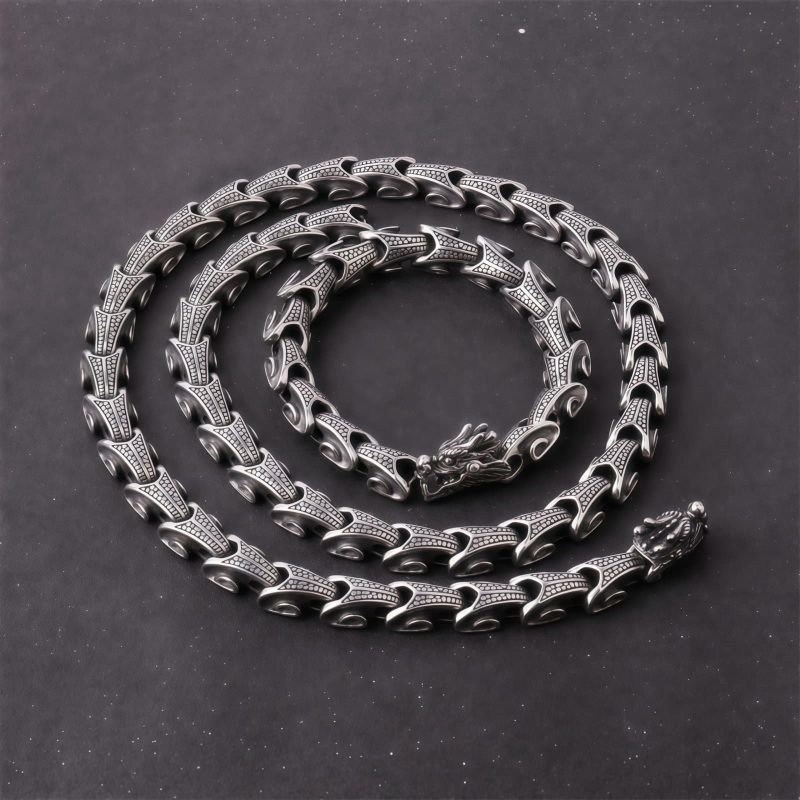 Tibetan Dragon Pattern Titanium Steel Necklace & Bracelet Tibetan Dragon Pattern Titanium Steel Necklace & Bracelet