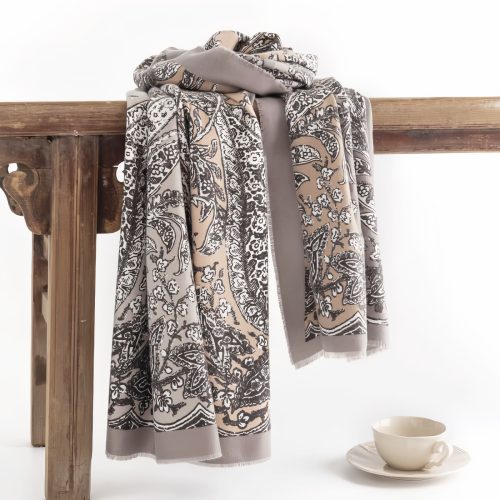 Tibetan Floral Pattern Shawl Wrap